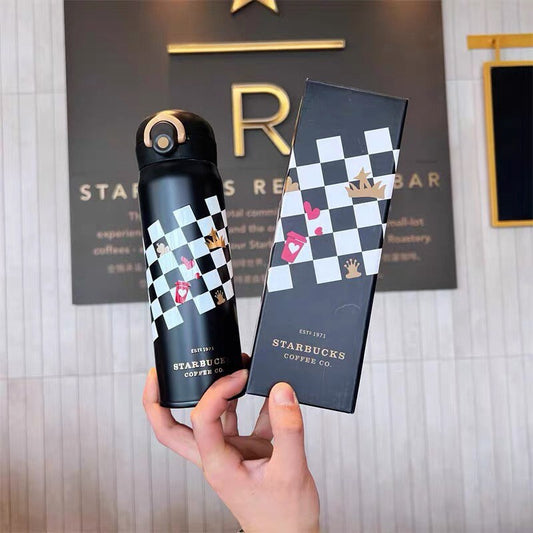 Starbucks × Thermos China 500ml Valentine‘s Day chess series white&black chess board vacuum cup