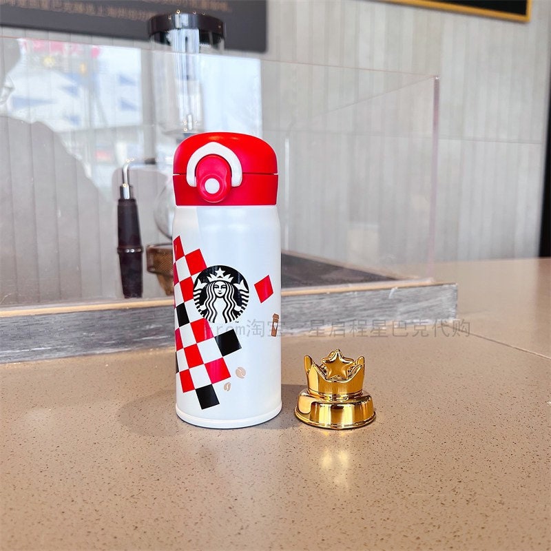 Starbucks × Thermos China 350ml Valentine‘s Day chess series white&red chess board golden crown vacuum cup