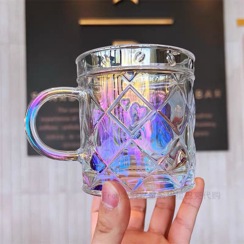 Starbucks China 350ml Valentine‘s Day series checkered glass cup