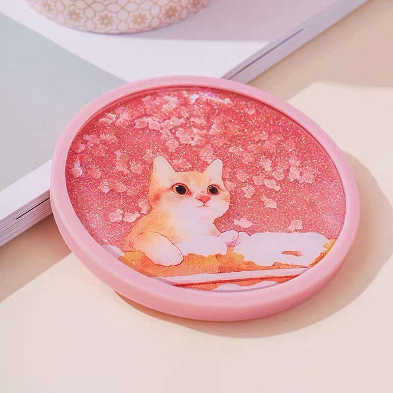 Beijing Forbidden city cat pink cup mat