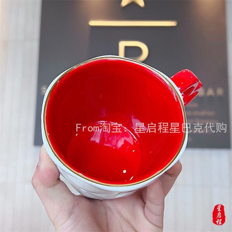 Starbucks China 390ml Valentine‘s Day chess series white&black chess board heart ceramic mug with stir bar