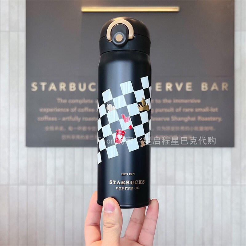 Starbucks × Thermos China 500ml Valentine‘s Day chess series white&black chess board vacuum cup