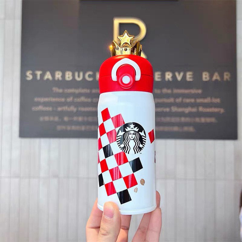 Starbucks × Thermos China 350ml Valentine‘s Day chess series white&red chess board golden crown vacuum cup