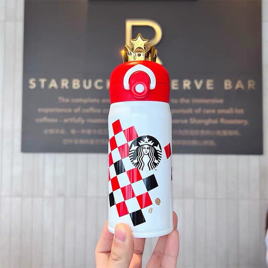 Starbucks × Thermos China 350ml Valentine‘s Day chess series white&red chess board golden crown vacuum cup