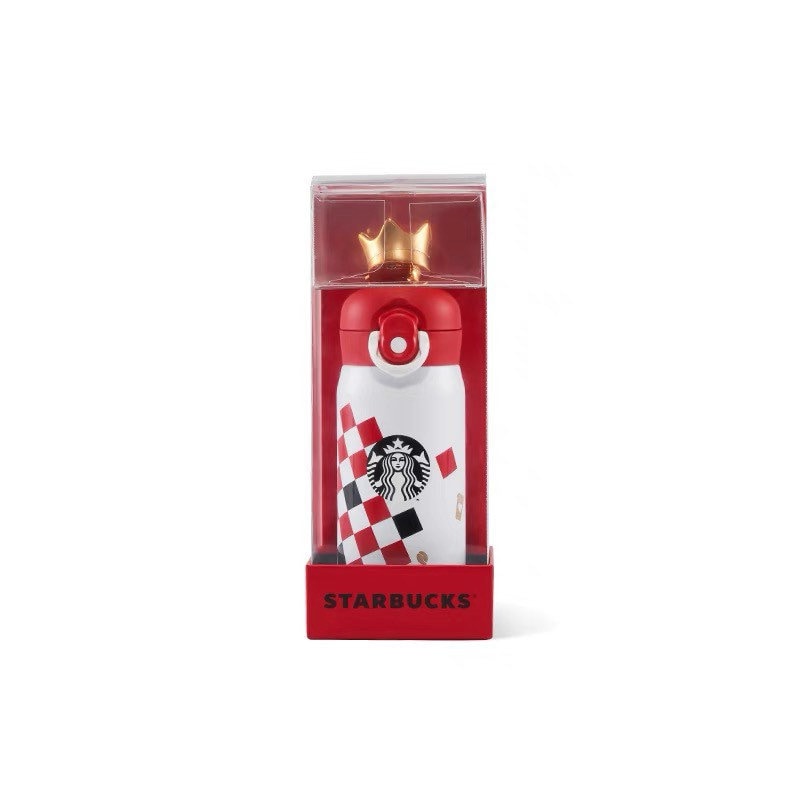 Starbucks × Thermos China 350ml Valentine‘s Day chess series white&red chess board golden crown vacuum cup