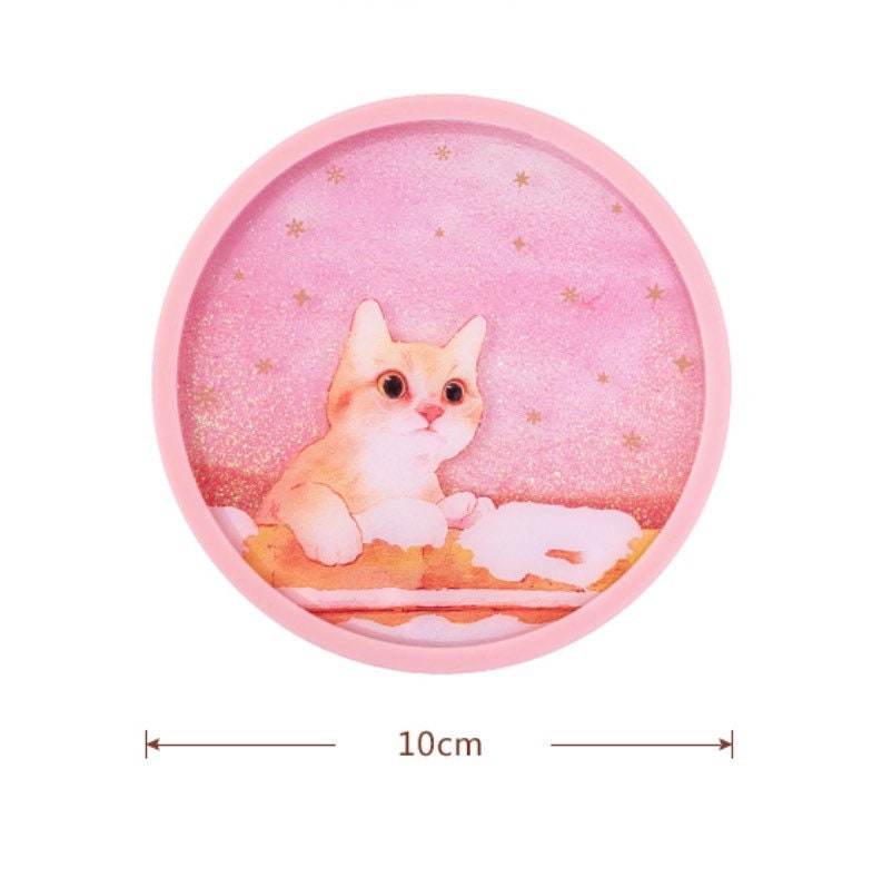 Beijing Forbidden city cat pink cup mat